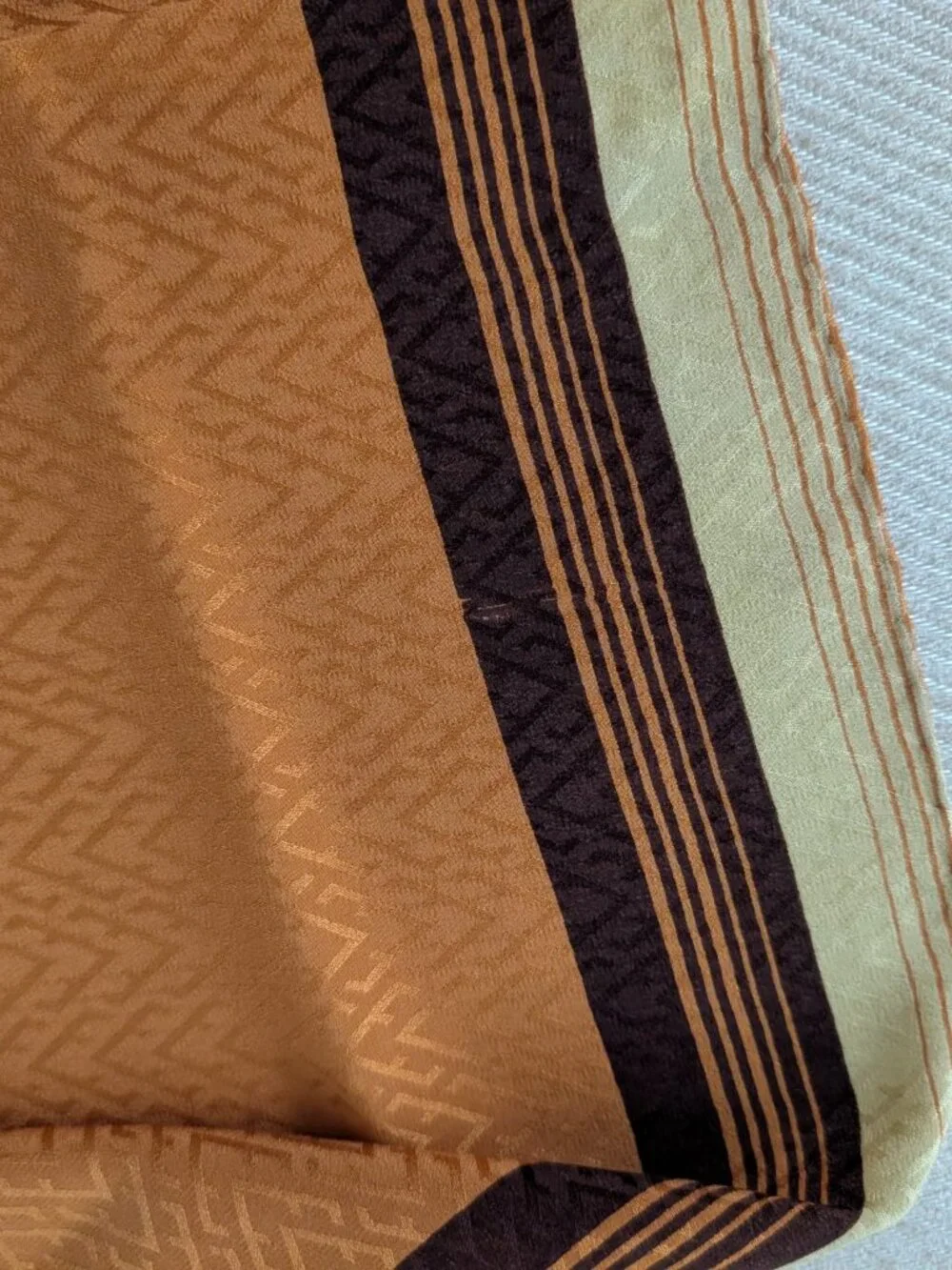 Vintage Salvatore Ferragamo Silk Golden Tan/Brown Scarf 31